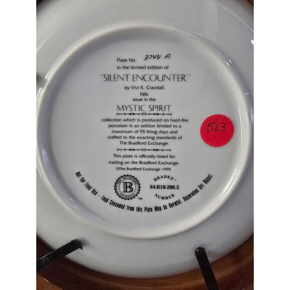 Vintage 1995 Bradford Exchange Mystic Spirit “Silent Encounter”Wolf Plate Framed - Picture 3 of 16